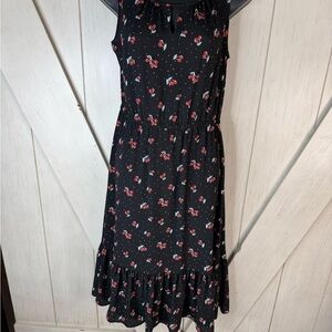 Chic Black Talbots Cherry dropped Midi Dress